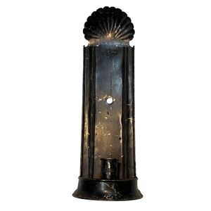 vintage American sheet-iron candle sconce crimped shell-shaped arched shape